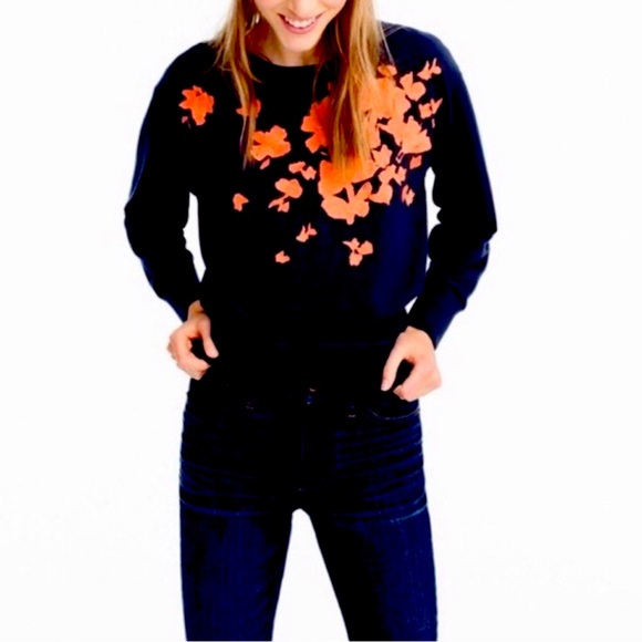 J. Crew Floral embroidered crew neck sweatshirt - Picture 2 of 16